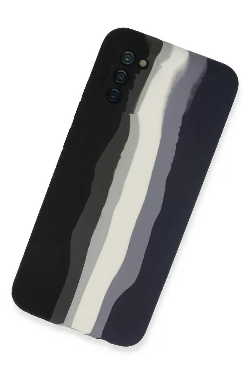 Newface Samsung Galaxy A03S Kılıf Ebruli Lansman Silikon - Siyah-Lacivert