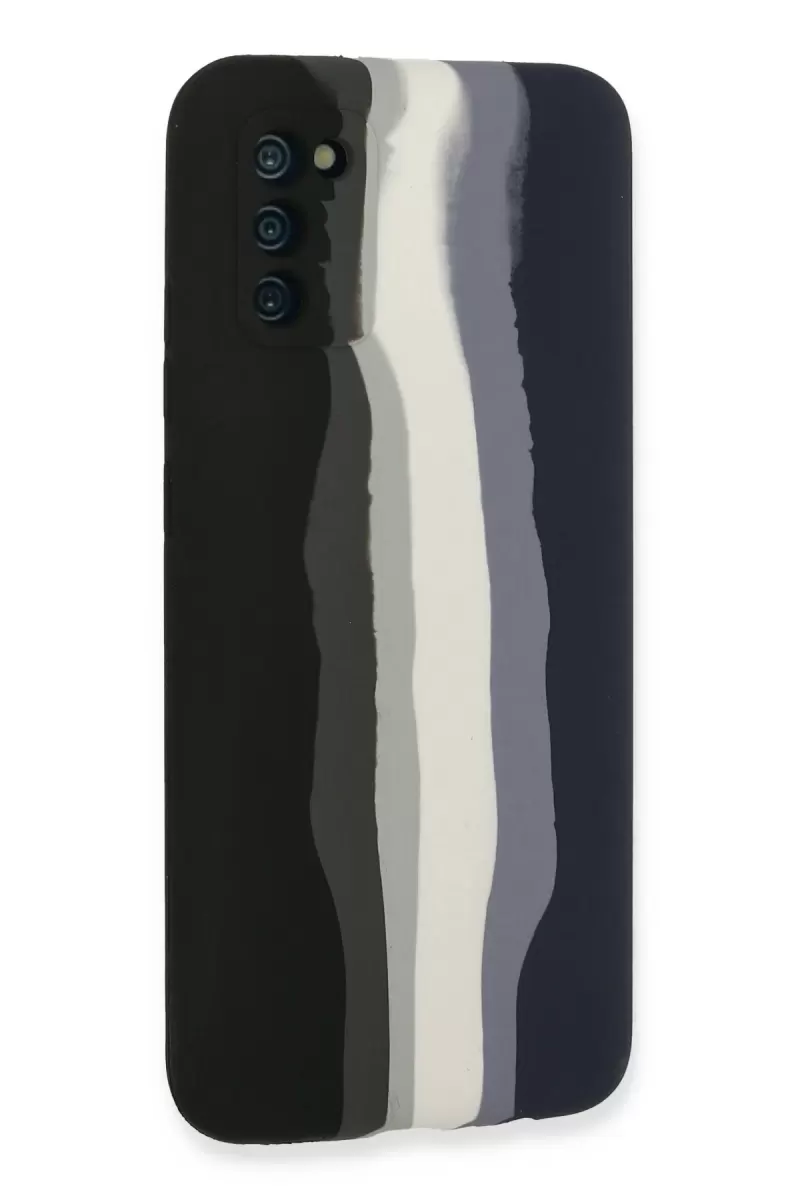 Newface Samsung Galaxy A03S Kılıf Ebruli Lansman Silikon - Siyah-Lacivert