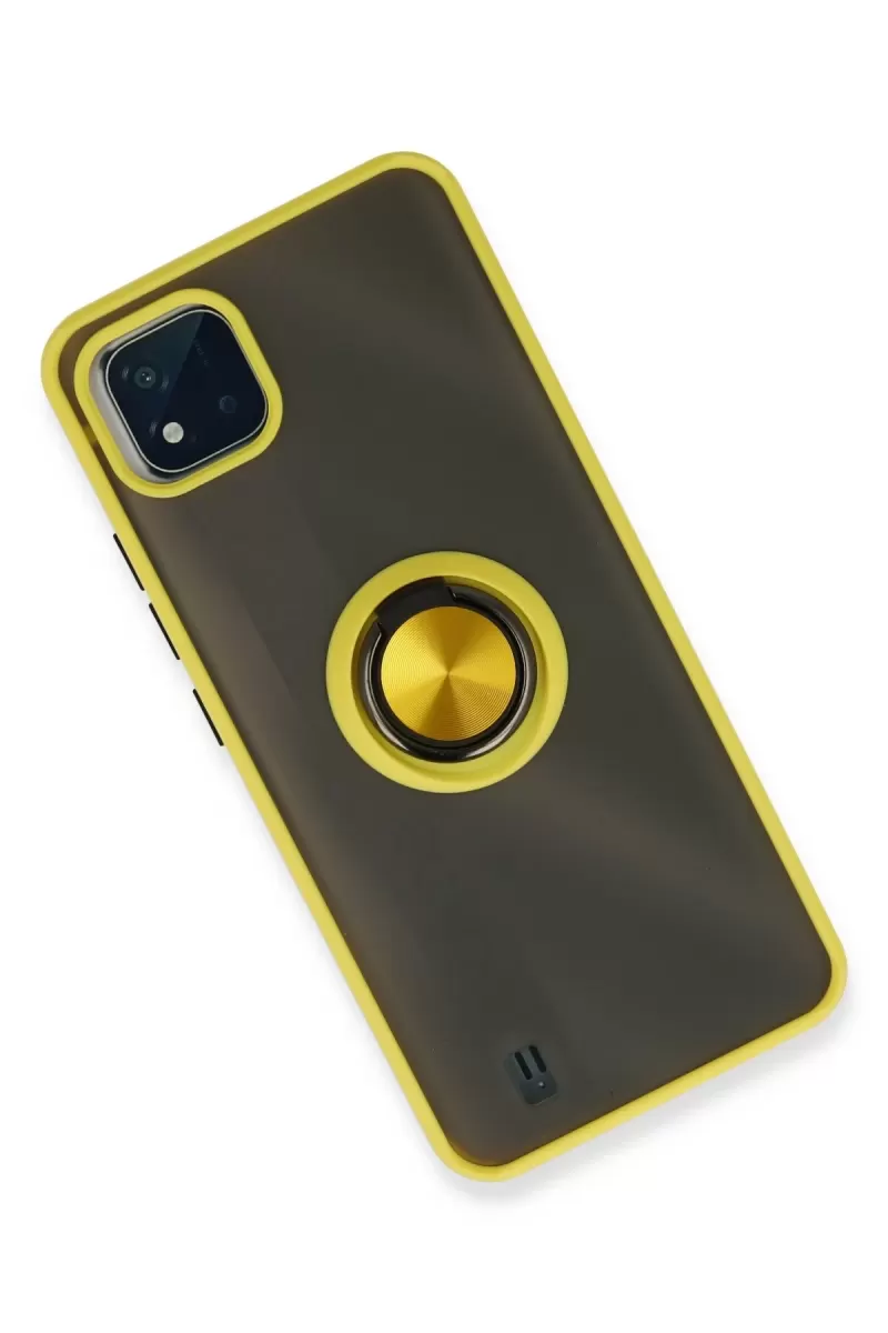 Newface Realme C11 2021 Kılıf Montreal Yüzüklü Silikon Kapak - Sarı