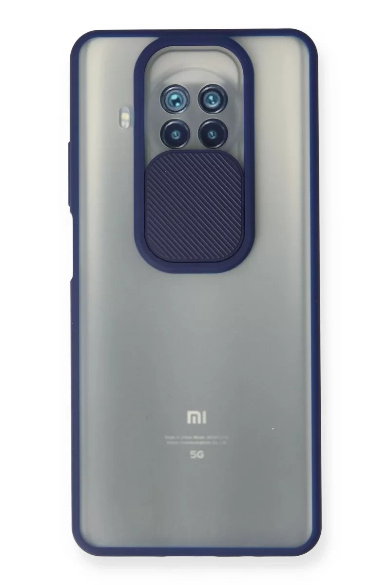 Newface Xiaomi Mi 10T Lite Kılıf Palm Buzlu Kamera Sürgülü Silikon - Lacivert