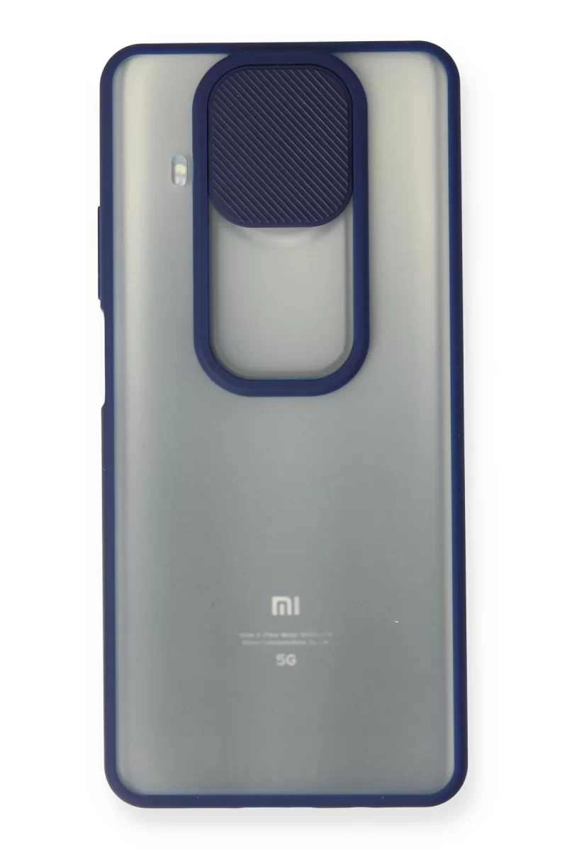 Newface Xiaomi Mi 10T Lite Kılıf Palm Buzlu Kamera Sürgülü Silikon - Lacivert