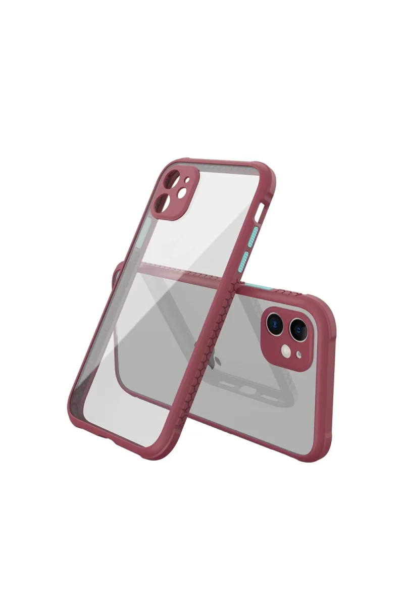 Newface Apple iPhone 12 Mini Kılıf Miami Şeffaf Silikon - Fuşya