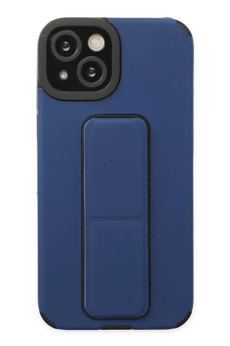 Newface Apple iPhone 14 Plus Kılıf Mega Standlı Silikon - Mavi