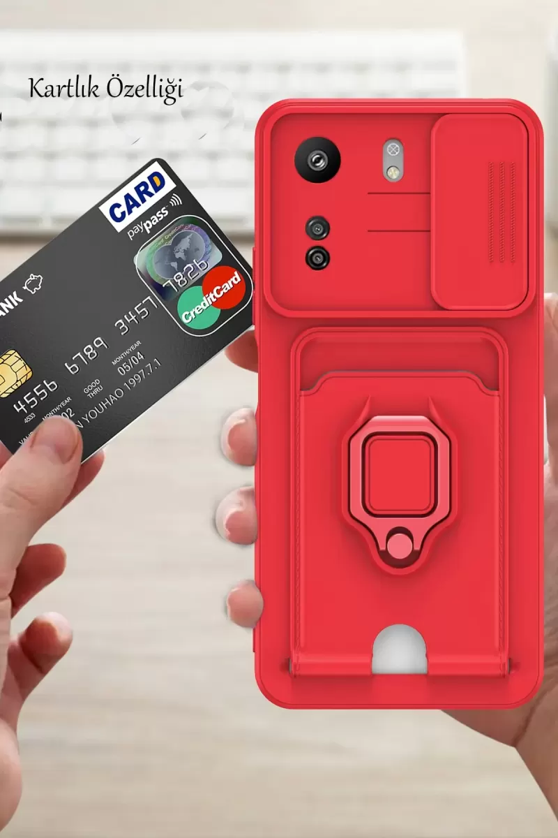 Newface Xiaomi Redmi 13C Kılıf Zuma Kartvizitli Yüzüklü Silikon - Lacivert
