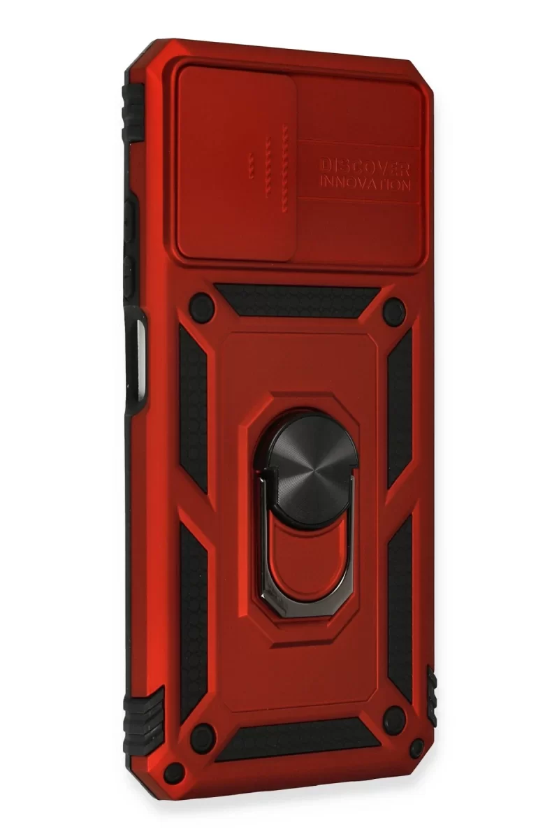 Newface Xiaomi Redmi Note 10 Kılıf Pars Lens Yüzüklü Silikon - Kırmızı