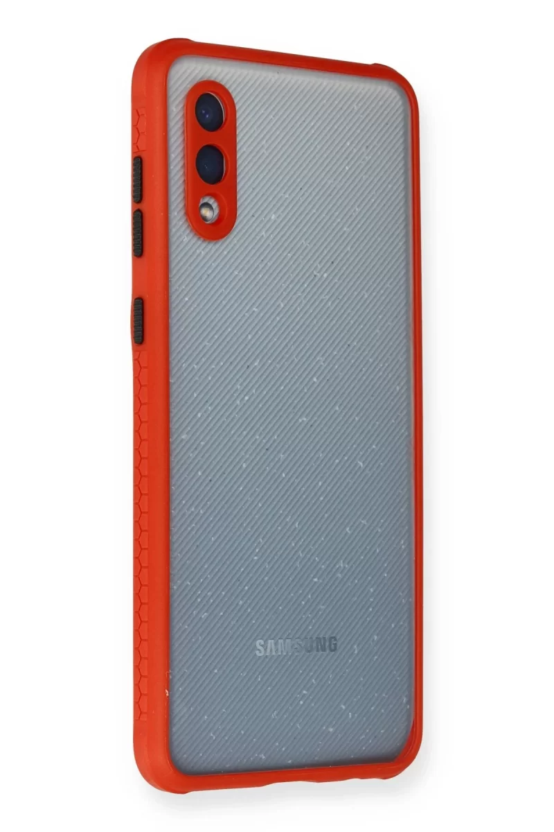 Newface Samsung Galaxy A02 Kılıf Miami Şeffaf Silikon - Kırmızı