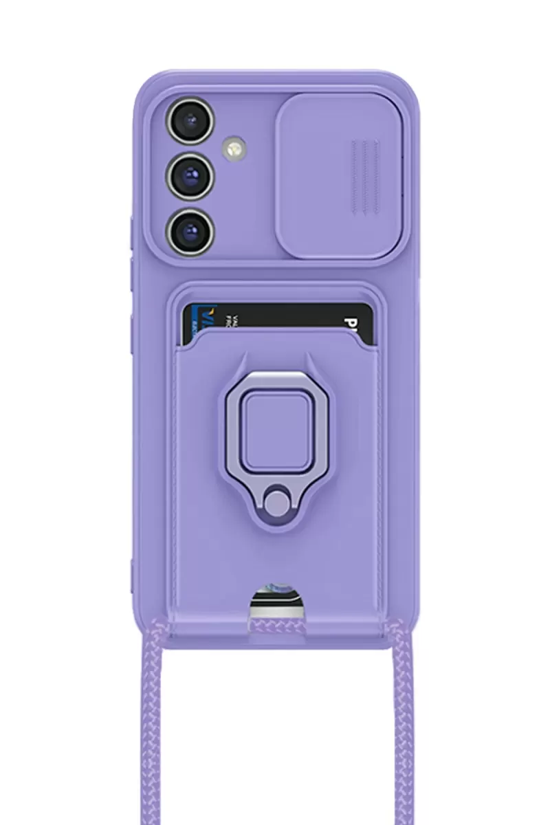 Newface Samsung Galaxy A14 4G Kılıf Zuma Kartvizitli Yüzüklü Silikon - Lila
