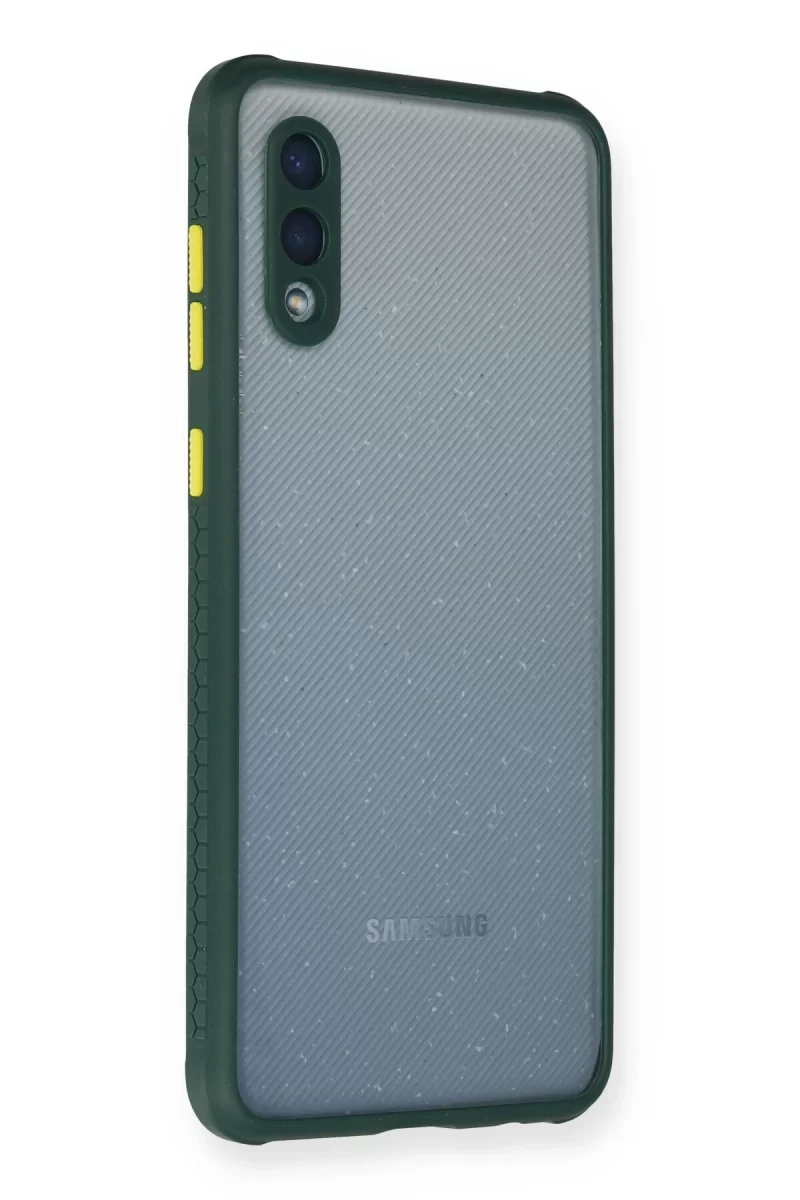 Newface Samsung Galaxy A02 Kılıf Miami Şeffaf Silikon - Koyu Yeşil