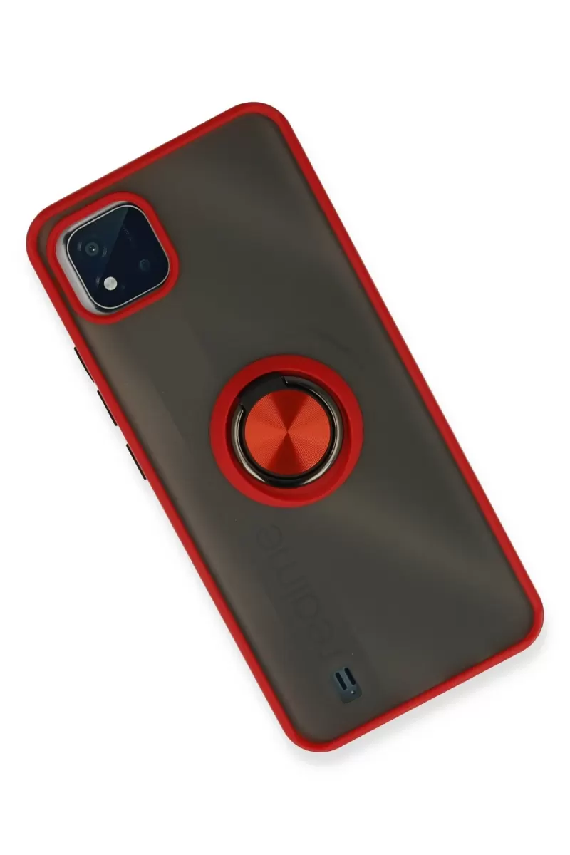 Newface Realme C11 2021 Kılıf Montreal Yüzüklü Silikon Kapak - Kırmızı