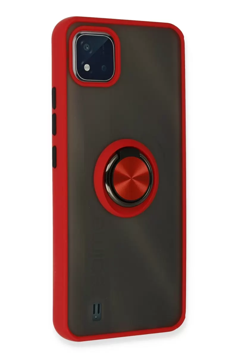 Newface Realme C11 2021 Kılıf Montreal Yüzüklü Silikon Kapak - Kırmızı