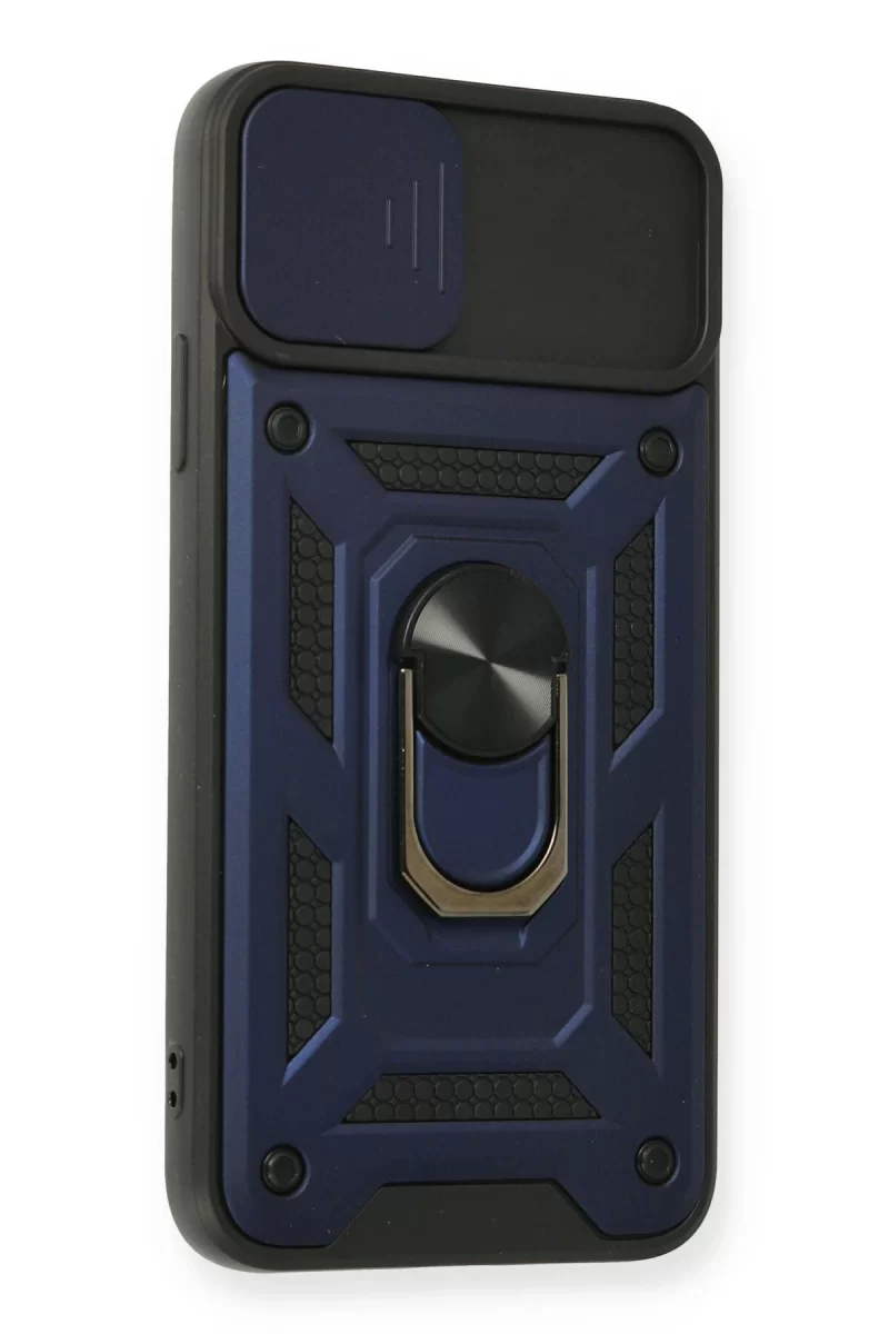 Newface Apple iPhone 11 Pro Kılıf Pars Lens Yüzüklü Silikon - Lacivert