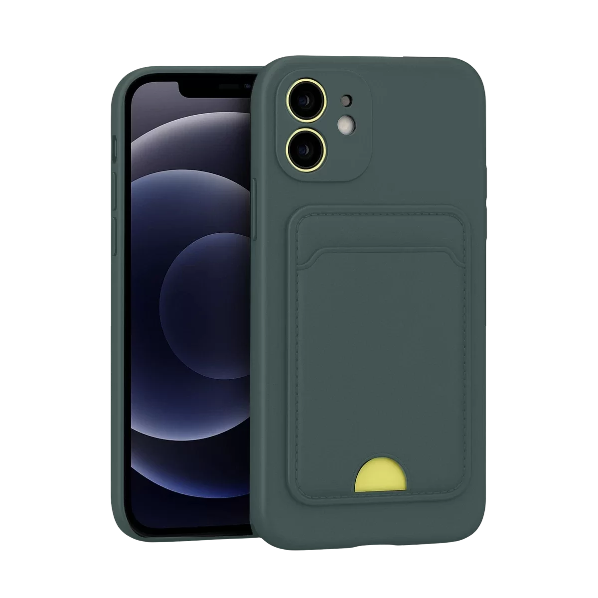 Newface Apple iPhone 11 Kılıf Kelvin Kartvizitli Silikon - Koyu Yeşil
