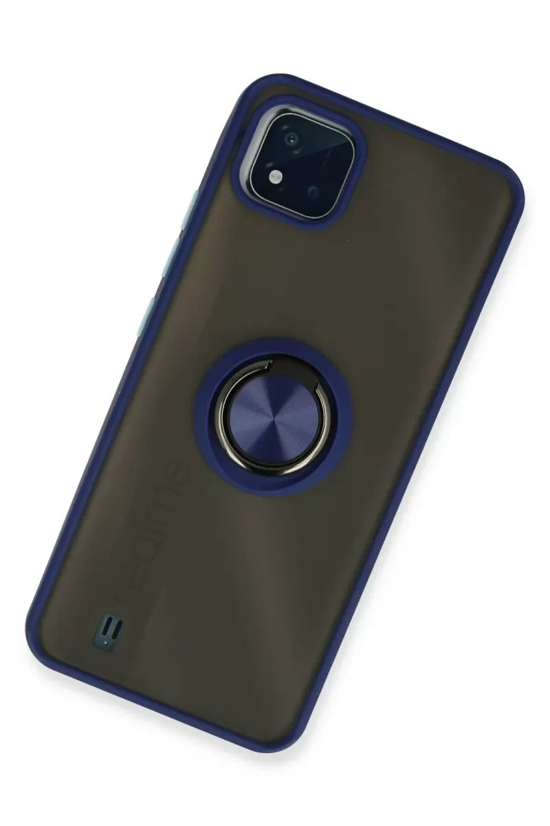 Newface Realme C11 2021 Kılıf Montreal Yüzüklü Silikon Kapak - Lacivert