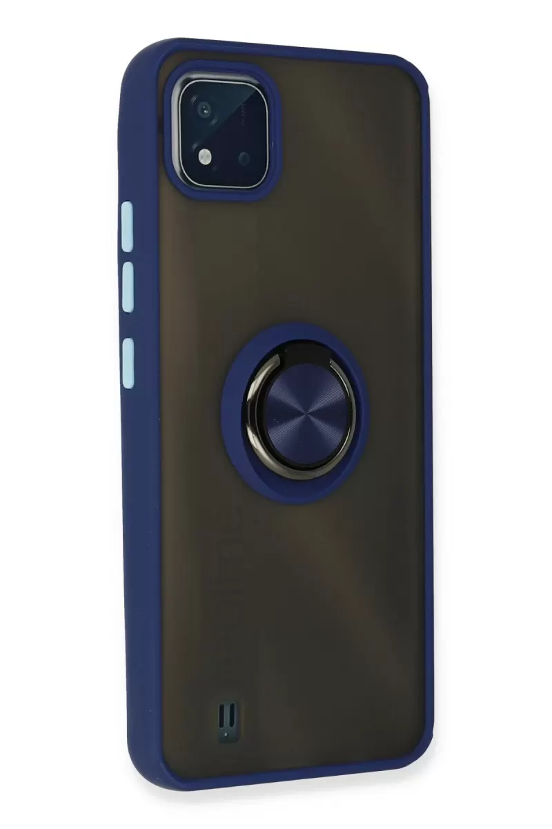 Newface Realme C11 2021 Kılıf Montreal Yüzüklü Silikon Kapak - Lacivert