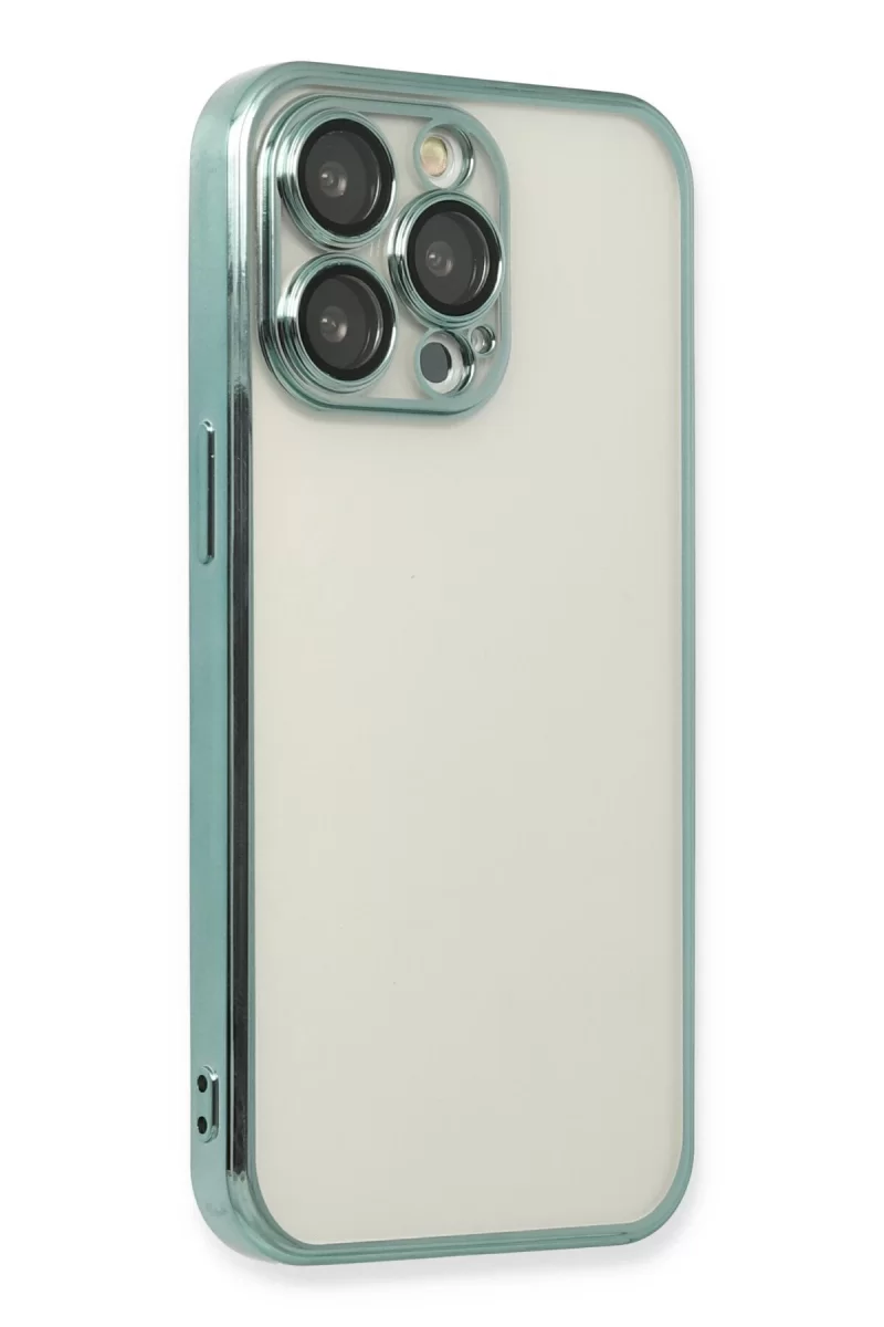 Newface Apple iPhone 14 Pro Kılıf Razer Lensli Silikon - Yeşil