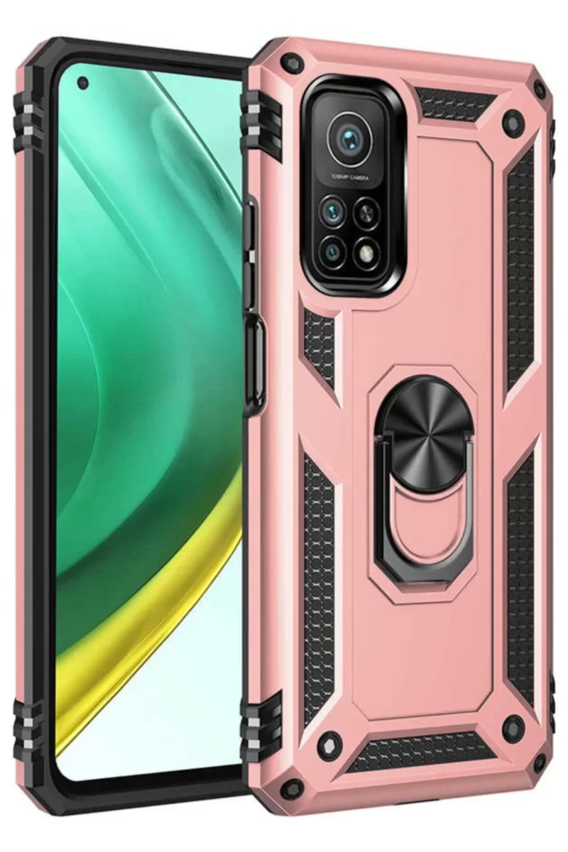 Newface Xiaomi Mi 10T Pro Kılıf Sofya Yüzüklü Silikon Kapak - Rose