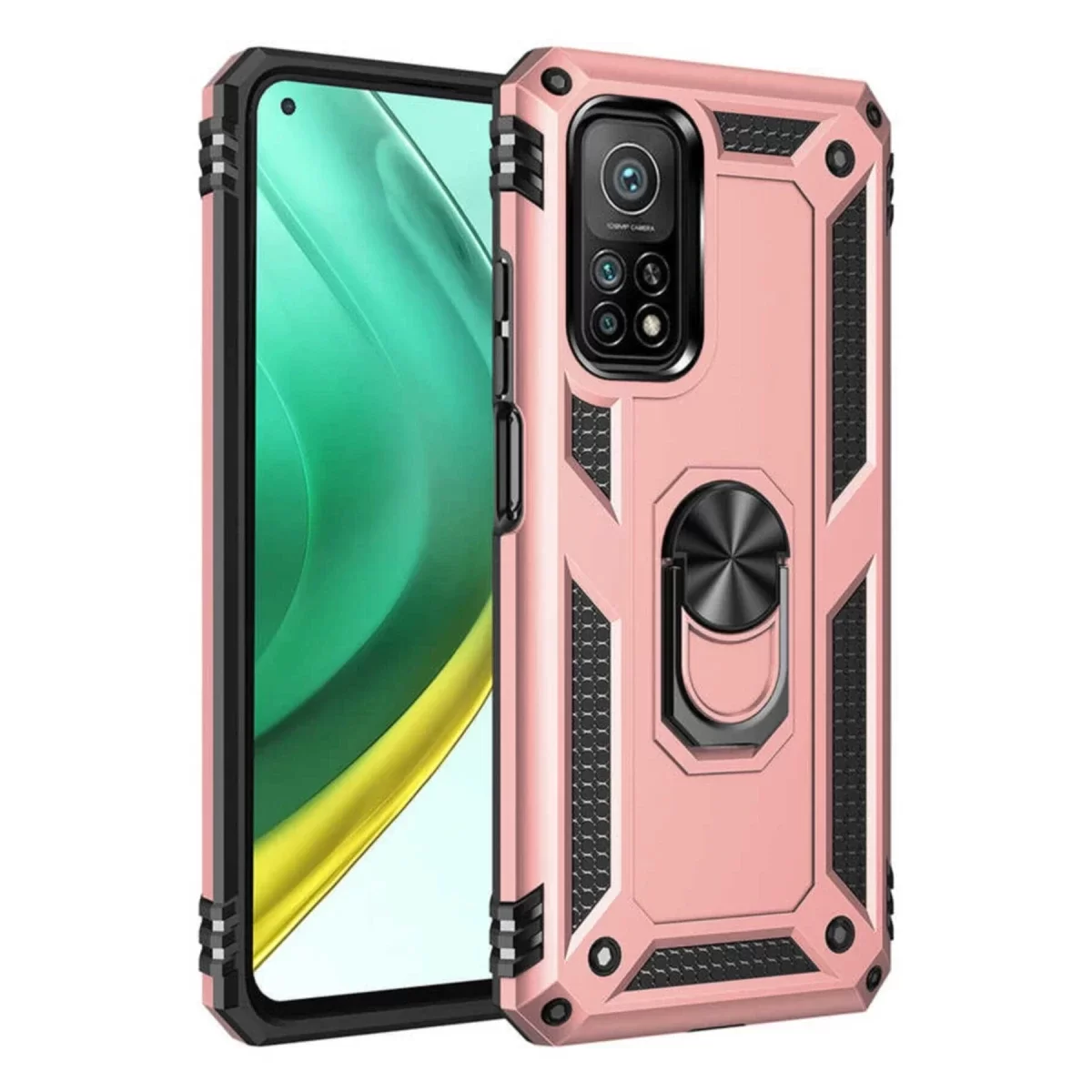 Newface Xiaomi Mi 10T Pro Kılıf Sofya Yüzüklü Silikon Kapak - Rose