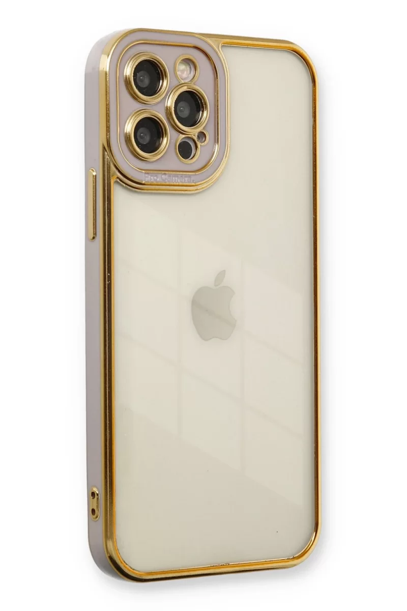 Newface Apple iPhone 12 Pro Max Kılıf Liva Lens Silikon - Lila