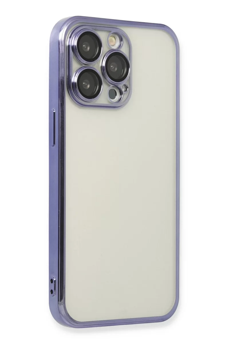 Newface Apple iPhone 14 Pro Kılıf Razer Lensli Silikon - Mor