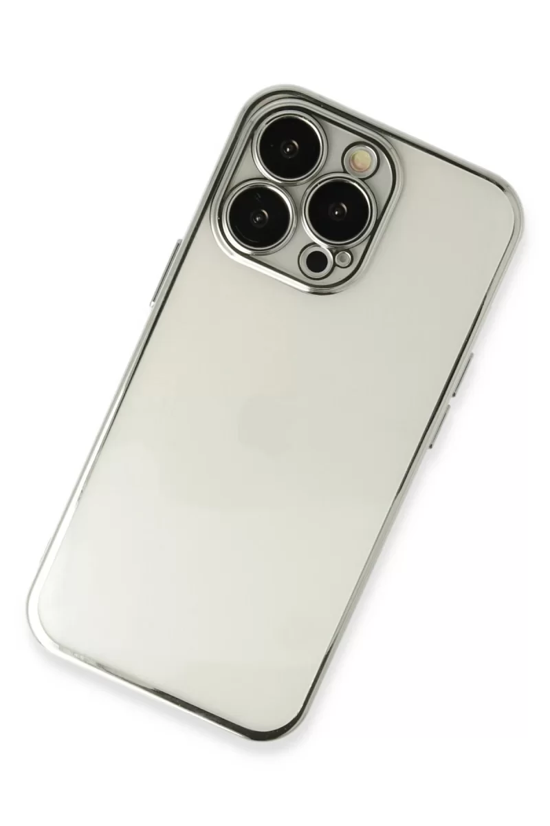 Newface Apple iPhone 14 Pro Kılıf Razer Lensli Silikon - Gümüş
