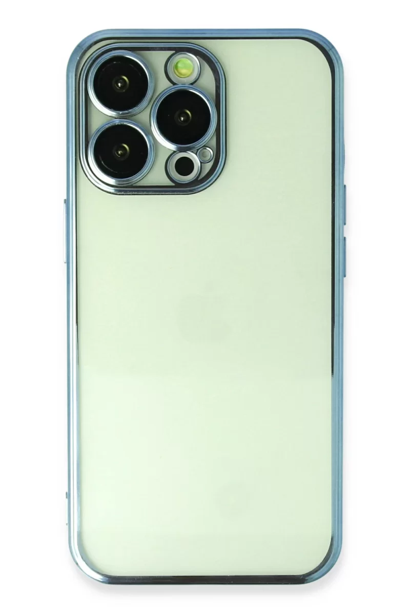 Newface Apple iPhone 14 Pro Kılıf Razer Lensli Silikon - Açık Mavi