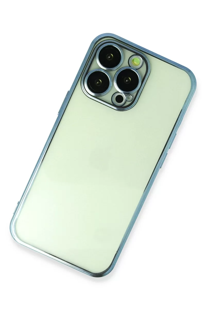 Newface Apple iPhone 14 Pro Kılıf Razer Lensli Silikon - Açık Mavi