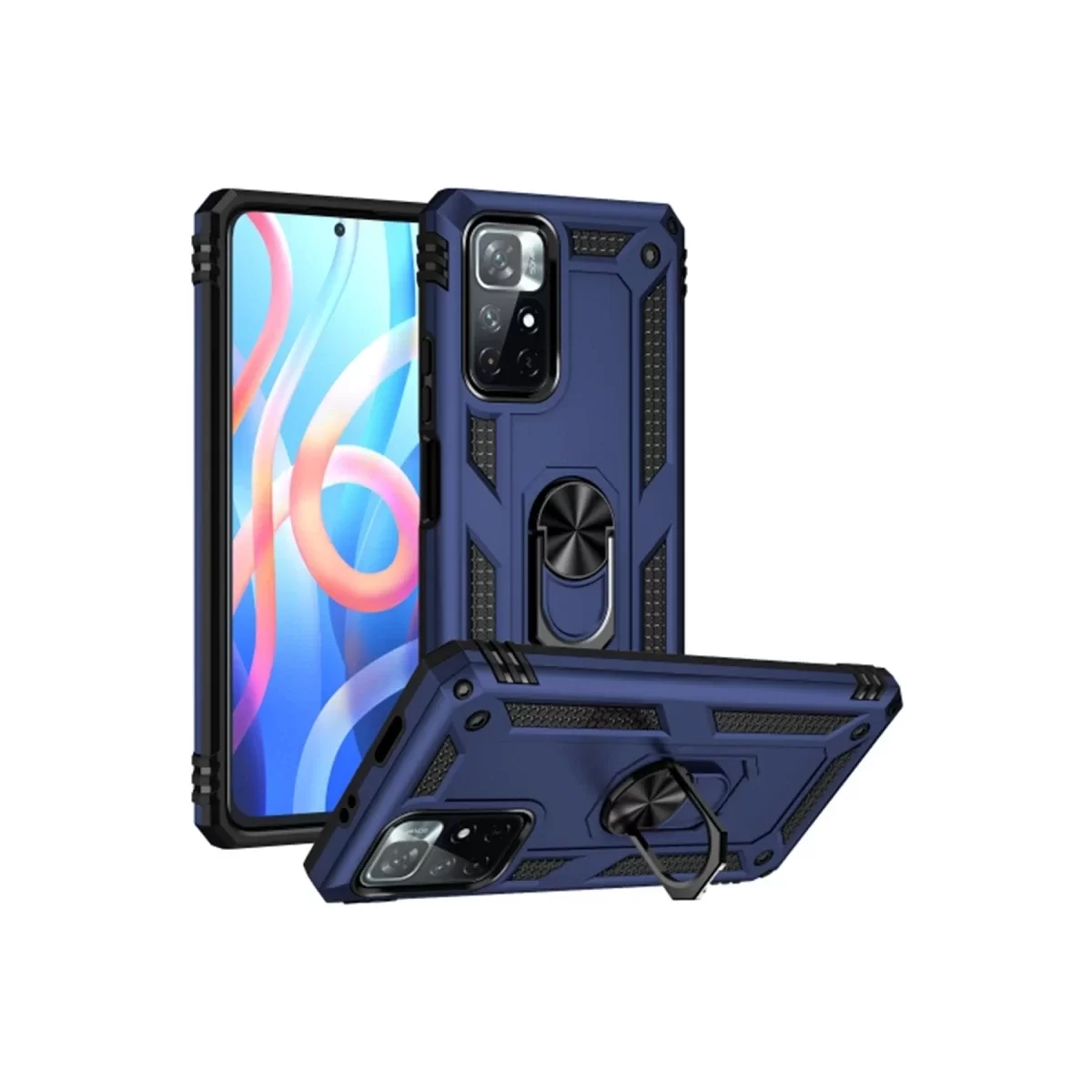 Newface Xiaomi Redmi Note 11T Kılıf Sofya Yüzüklü Silikon Kapak - Lacivert