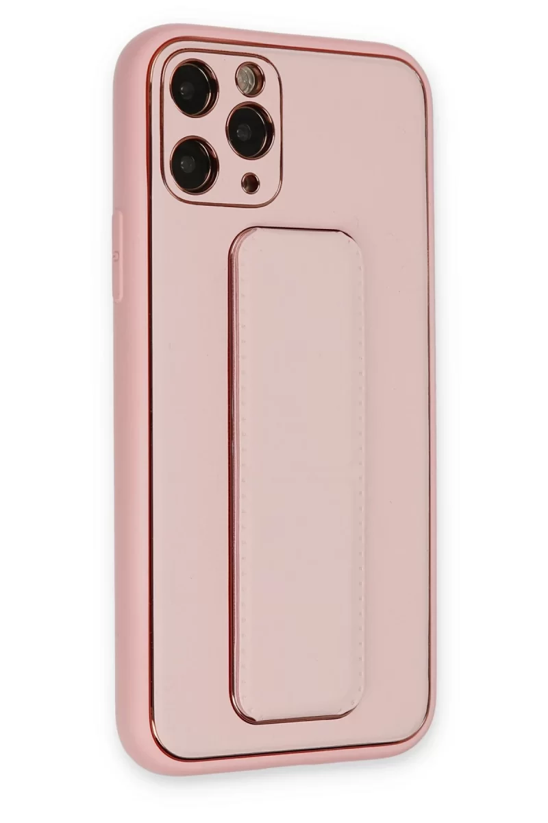 Newface Apple iPhone 11 Pro Kılıf Coco Deri Standlı Kapak - Pembe