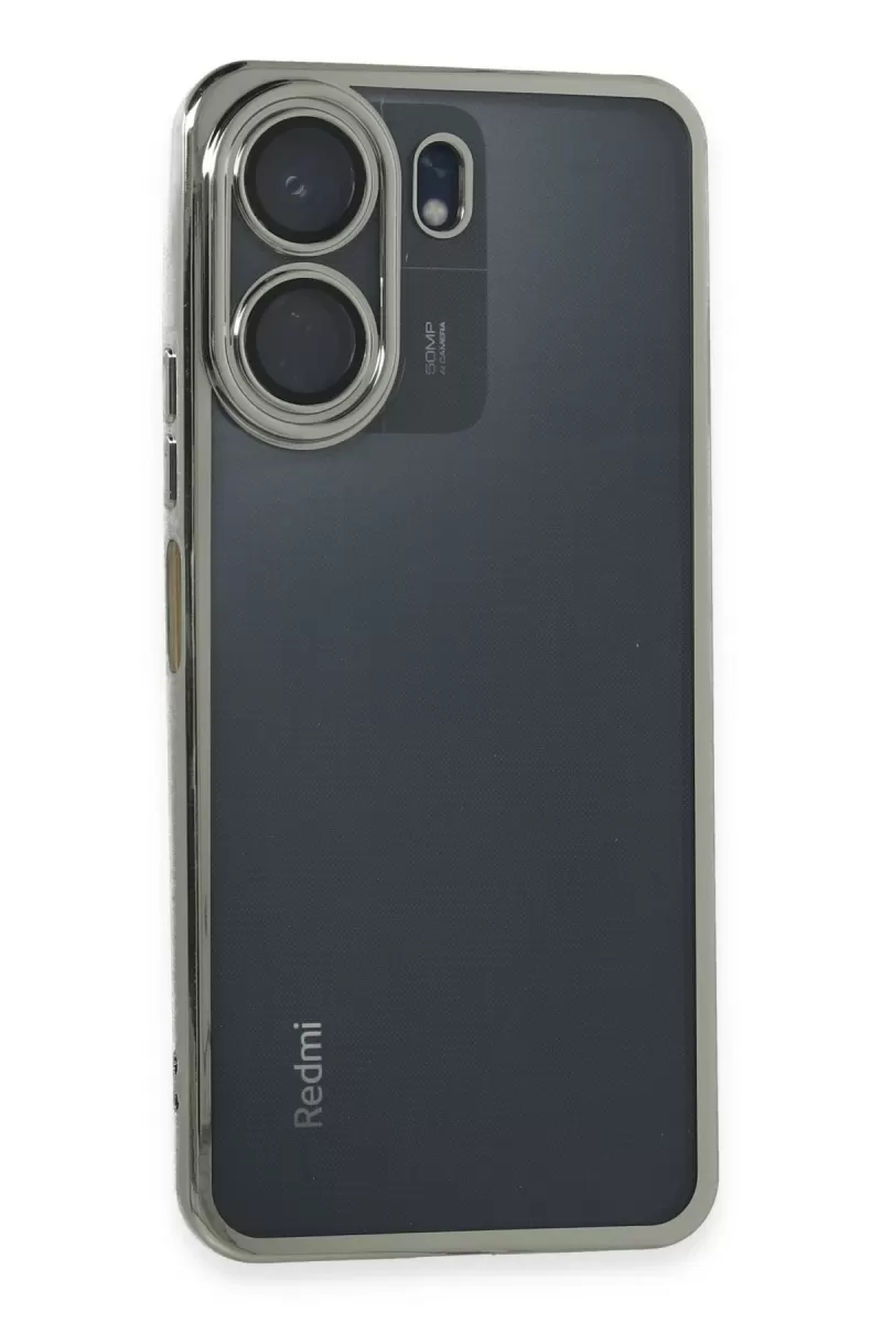 Newface Xiaomi Redmi 13C Kılıf Razer Lensli Silikon - Gümüş
