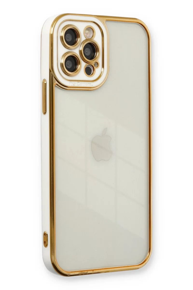 Newface Apple iPhone 12 Pro Max Kılıf Liva Lens Silikon - Beyaz