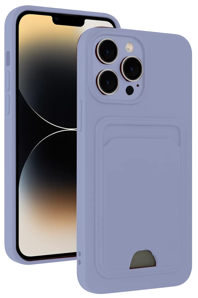 Newface Apple iPhone 13 Pro Kılıf Kelvin Kartvizitli Silikon - Lila