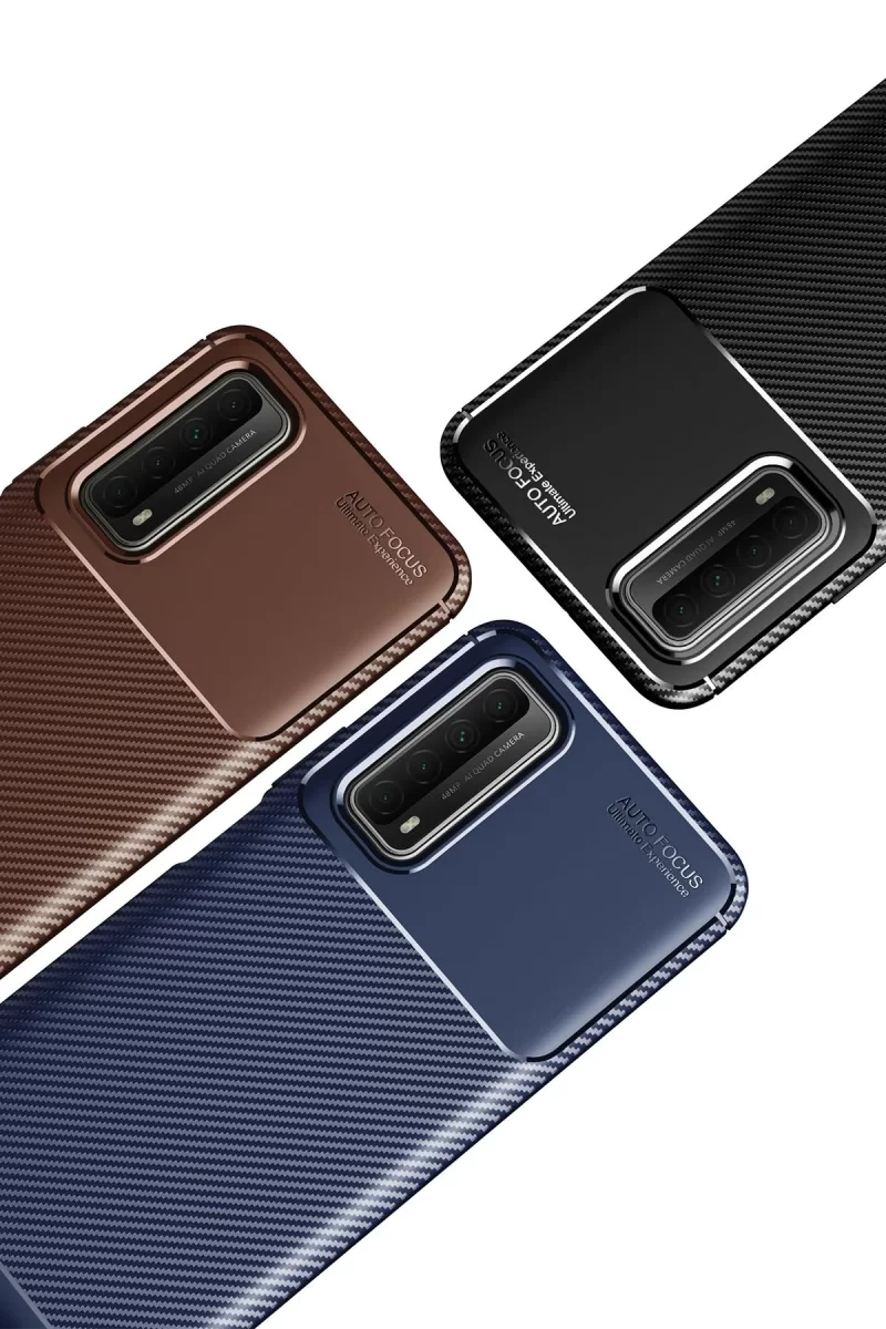 Newface Huawei P Smart 2021 Kılıf Auto Focus Karbon Kapak - Lacivert