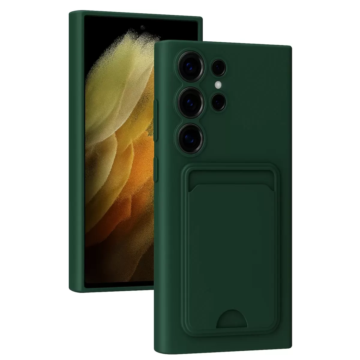 Newface Samsung Galaxy S24 Ultra Kılıf Kelvin Kartvizitli Silikon - Koyu Yeşil