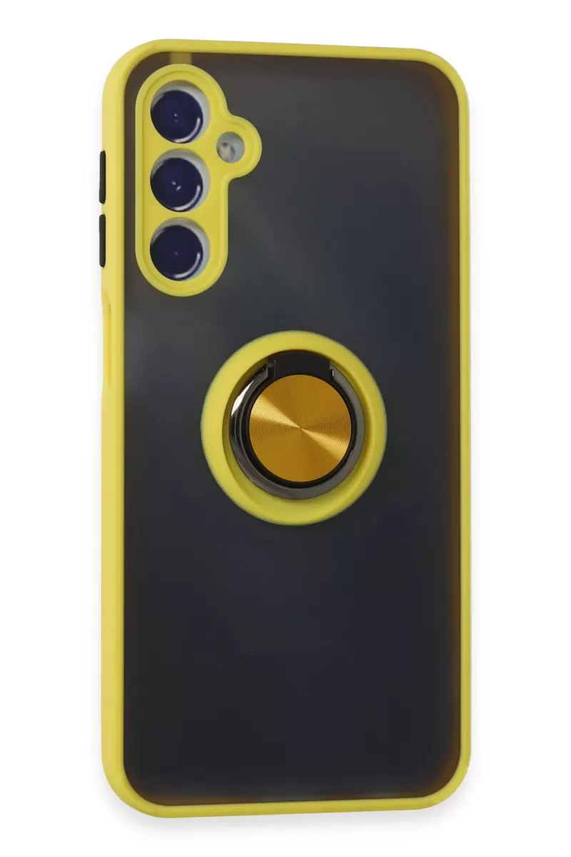 Newface Samsung Galaxy M34 5G Kılıf Montreal Yüzüklü Silikon Kapak - Sarı