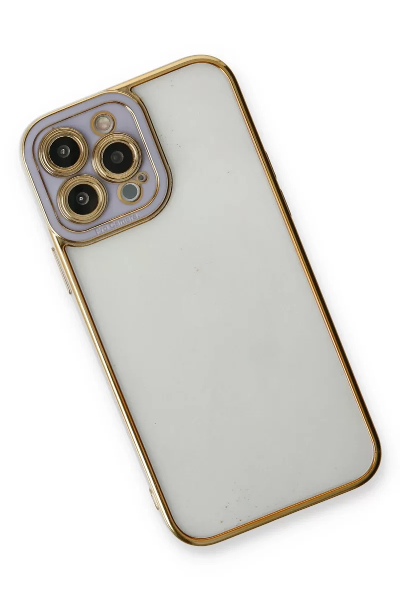 Newface Apple iPhone 13 Pro Kılıf Liva Lens Silikon - Lila