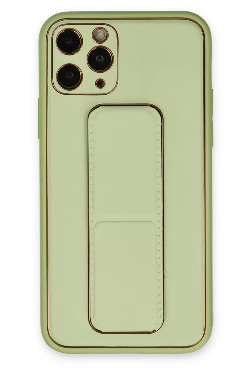 Newface Apple iPhone 11 Pro Max Kılıf Coco Deri Standlı Kapak - Su Yeşili