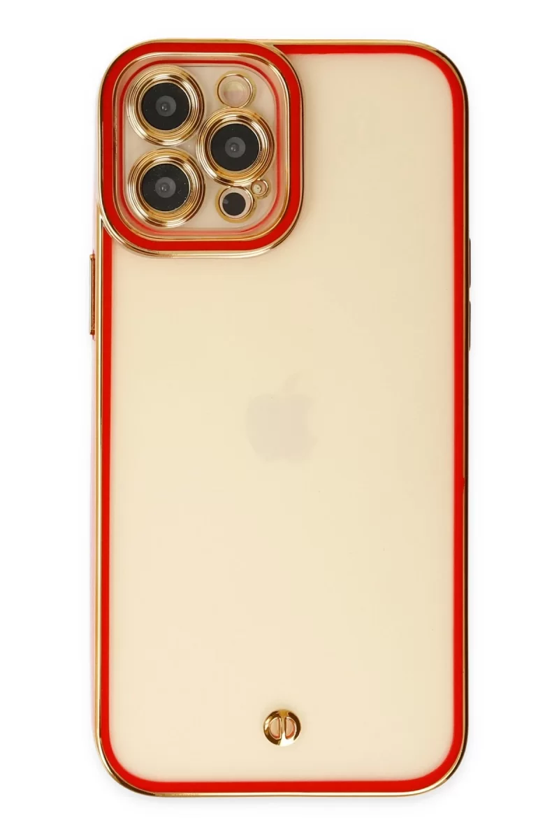 Newface Apple iPhone 12 Pro Max Kılıf Liva Lens Silikon - Kırmızı