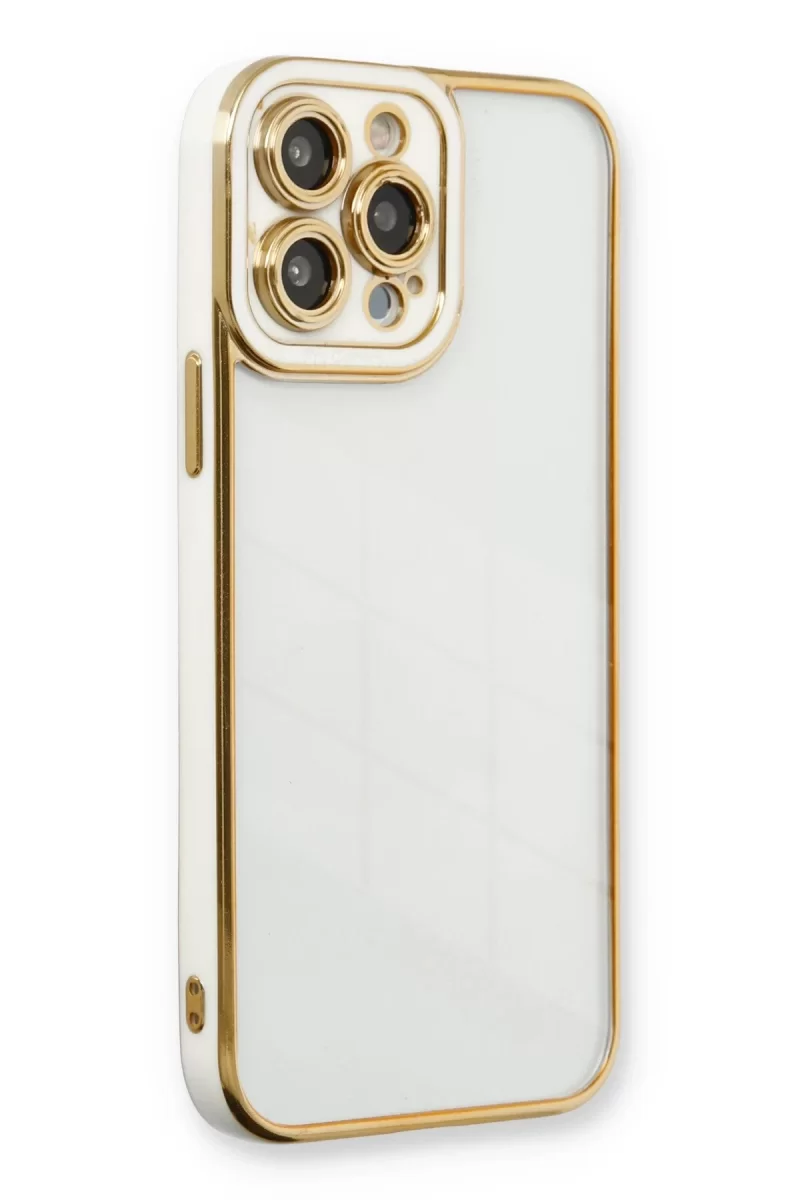 Newface Apple iPhone 13 Pro Max Kılıf Liva Lens Silikon - Beyaz