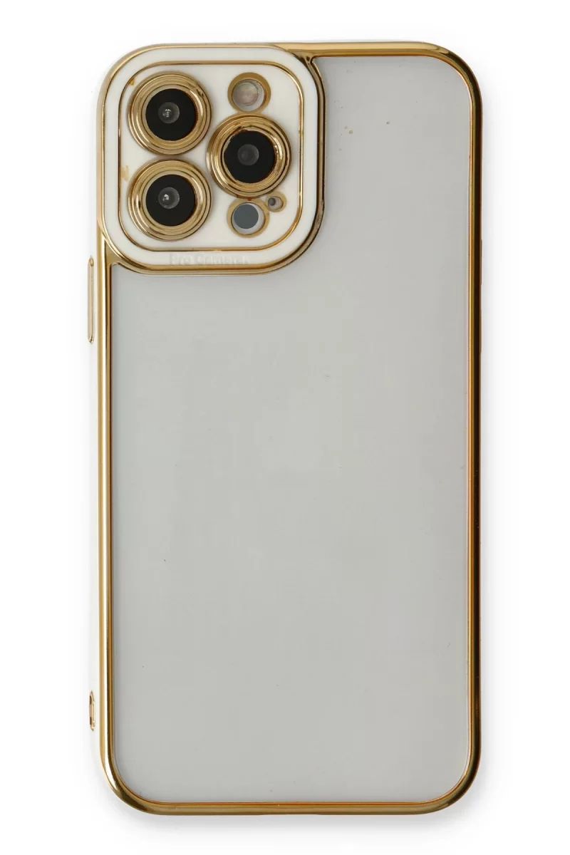 Newface Apple iPhone 13 Pro Max Kılıf Liva Lens Silikon - Beyaz