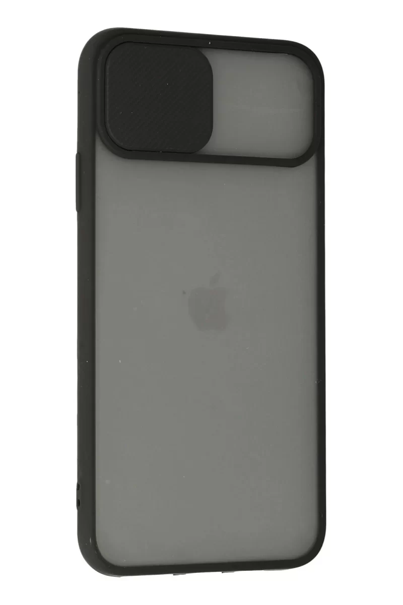 Newface Apple iPhone 11 Pro Max Kılıf Palm Buzlu Kamera Sürgülü Silikon - Siyah