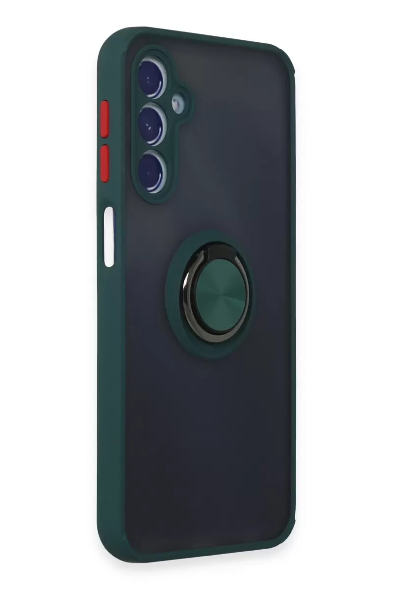 Newface Samsung Galaxy M34 5G Kılıf Montreal Yüzüklü Silikon Kapak - Yeşil