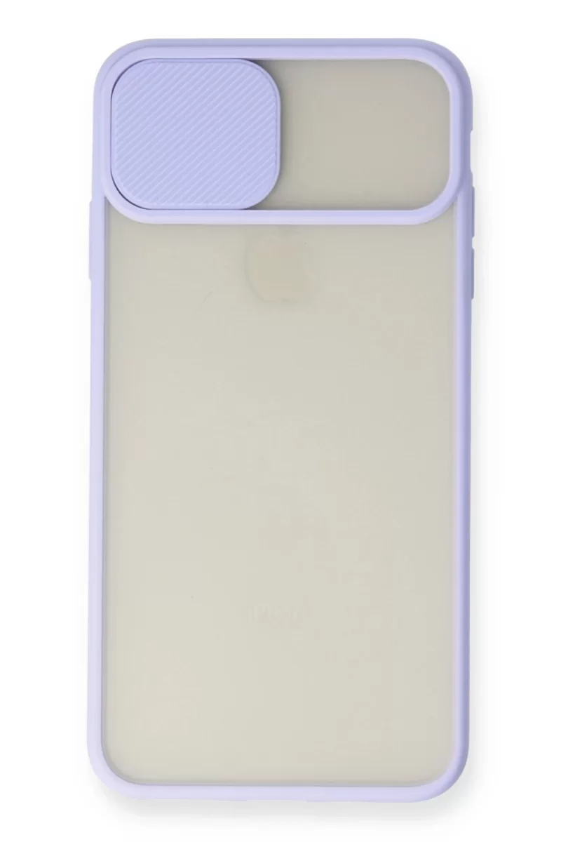Newface Apple iPhone X Kılıf Palm Buzlu Kamera Sürgülü Silikon - Lila