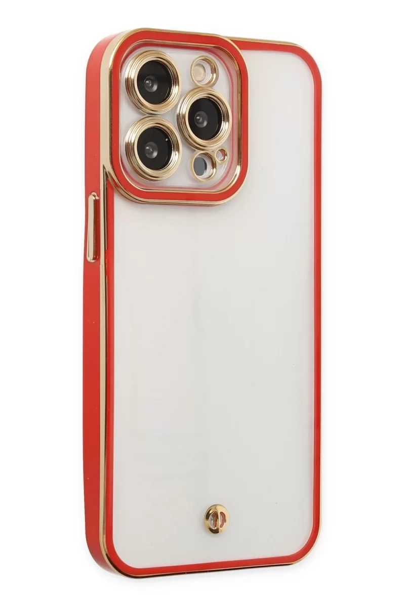 Newface Apple iPhone 13 Pro Max Kılıf Liva Lens Silikon - Kırmızı