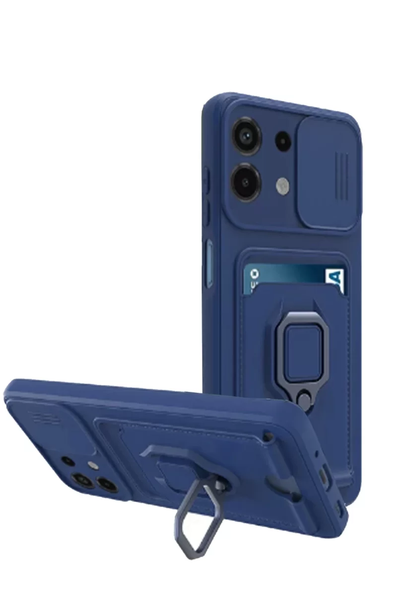 Newface Xiaomi Redmi Note 13 4G Kılıf Zuma Kartvizitli Yüzüklü Silikon - Lacivert