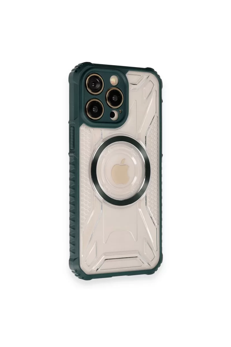 Newface Apple iPhone 12 Pro Kılıf Prag Magneticsafe Kapak - Koyu Yeşil