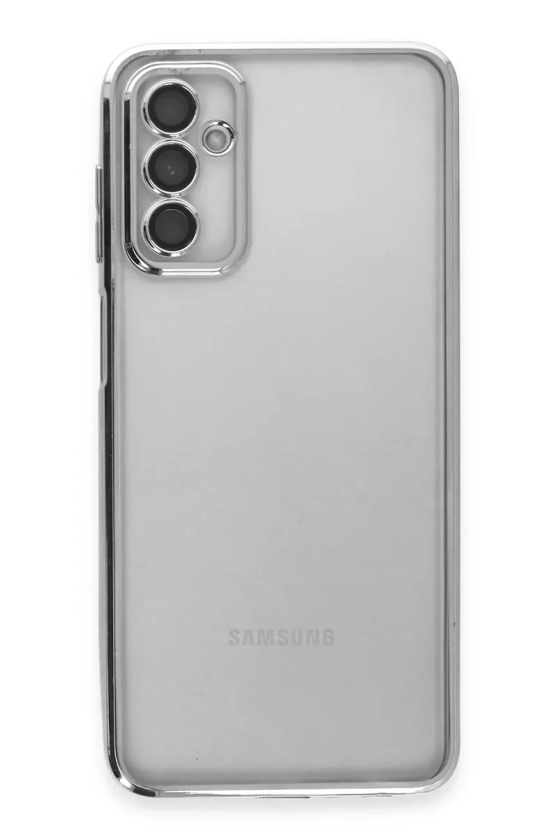Newface Samsung Galaxy M23 Kılıf Razer Lensli Silikon - Gümüş