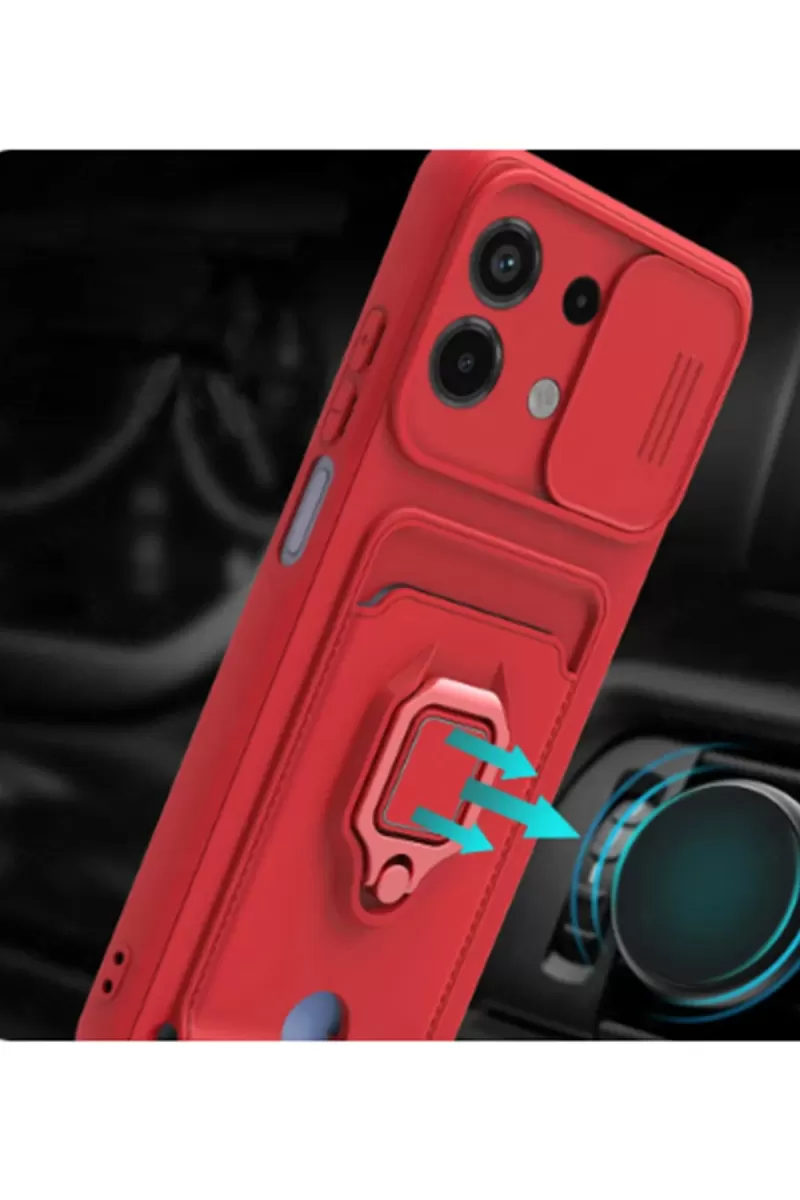 Newface Xiaomi Redmi Note 13 4G Kılıf Zuma Kartvizitli Yüzüklü Silikon - Pembe