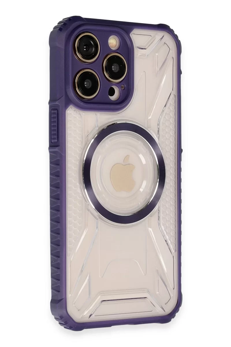Newface Apple iPhone 13 Pro Kılıf Prag Magneticsafe Kapak - Derin Mor