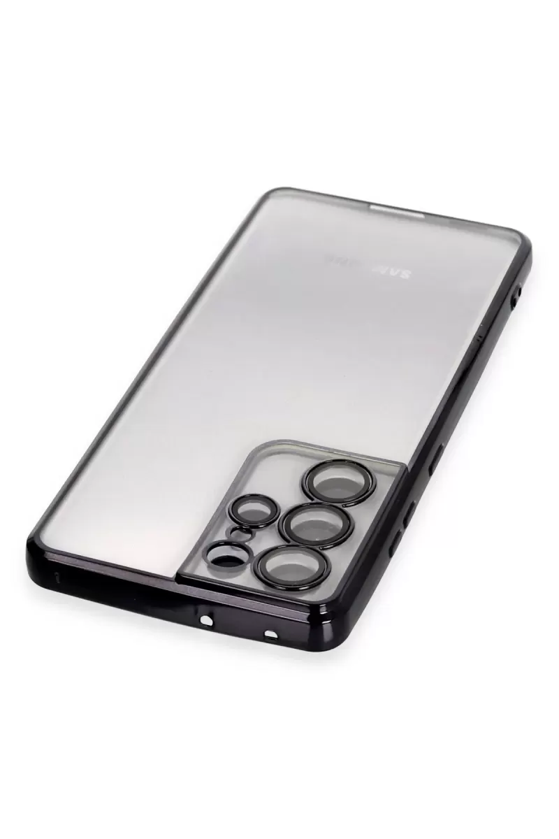 Newface Samsung Galaxy S21 Ultra Kılıf Razer Lensli Silikon - Siyah