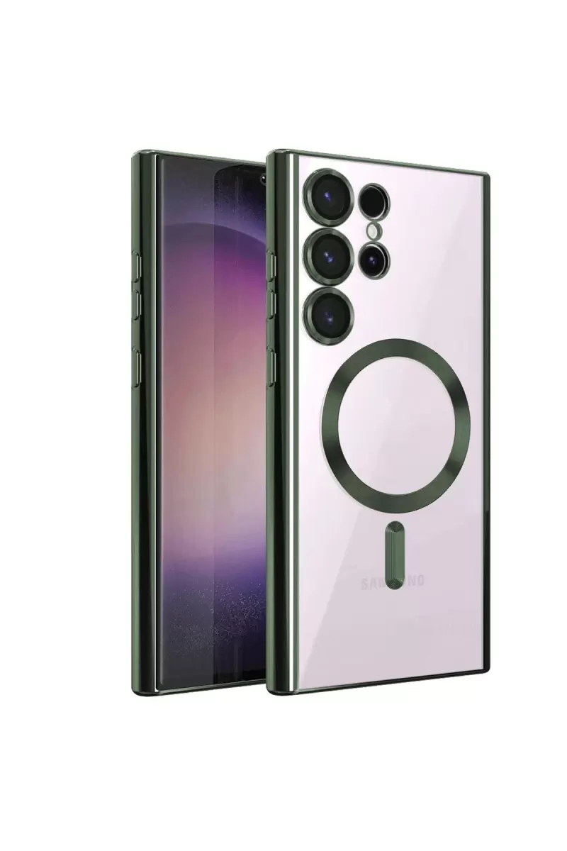 Newface Samsung Galaxy S23 Ultra Kılıf Kross Magneticsafe Kapak - Koyu Yeşil